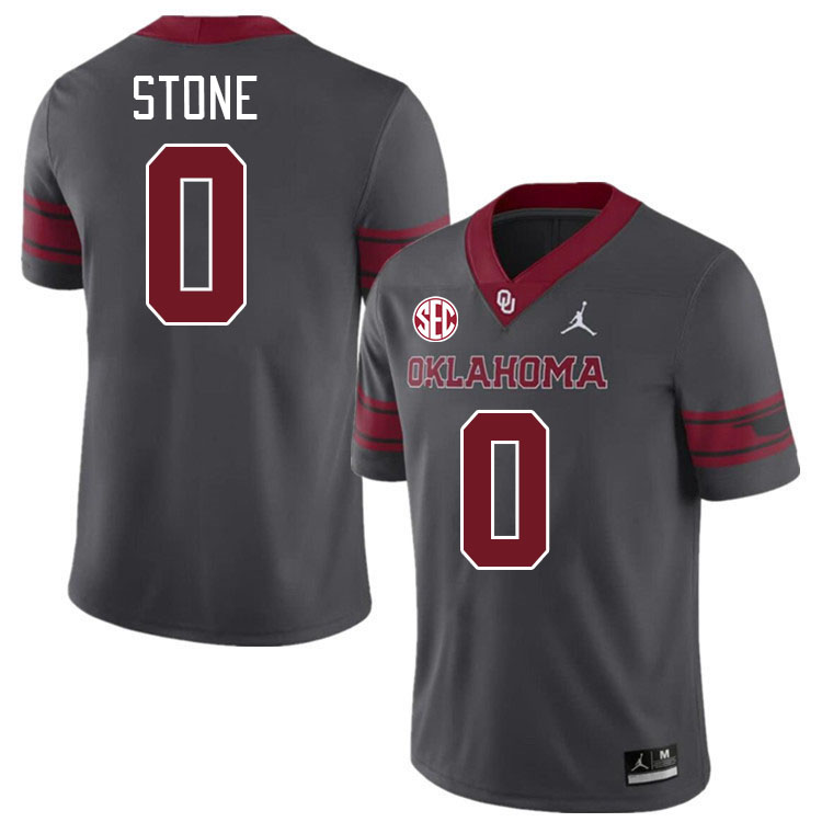 #0 David Stone Oklahoma Sooners 2024 SEC Conference College Football Jerseys-Charcoal